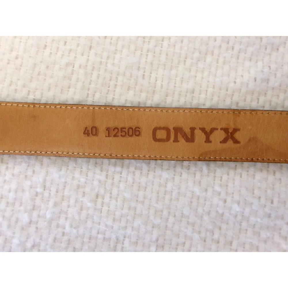 Vintage Onyx 1993 Brown Crocodile Embossed Leather Western Belt‎ Silver Tip 40
